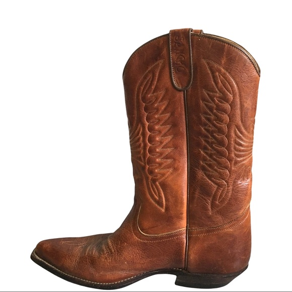 SANCHO Vintage Brown Leather Western Cowboy Boots - Picture 4 of 12